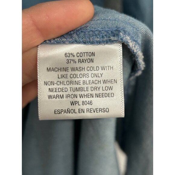Style & Co Denim Shirt Dress Rolled Sleeves Button Front Chest Pockets Blue Sz L - Picture 6 of 9